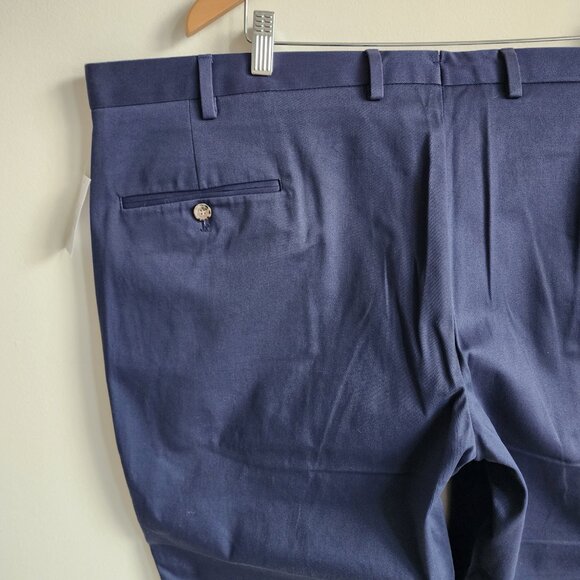 46x30 Blue Chinos Jos A Bank Cotton Reserve Pants New Flat Front Nwt Navy Khakis - Picture 9 of 17